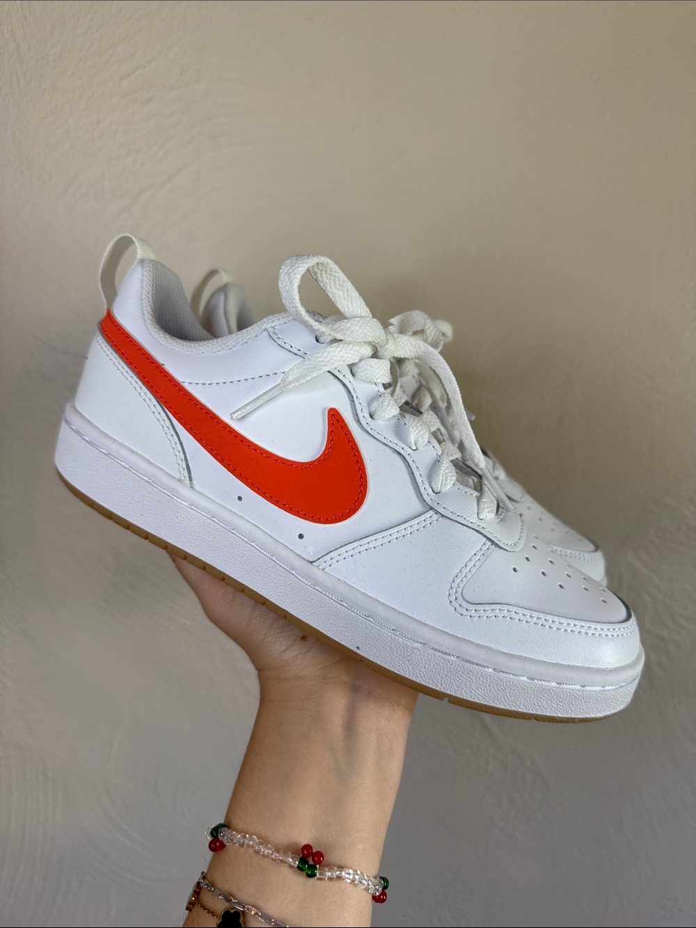 Nike Court Borough Low White Orange Gum Sneakers 4.5Y/6W NWOB